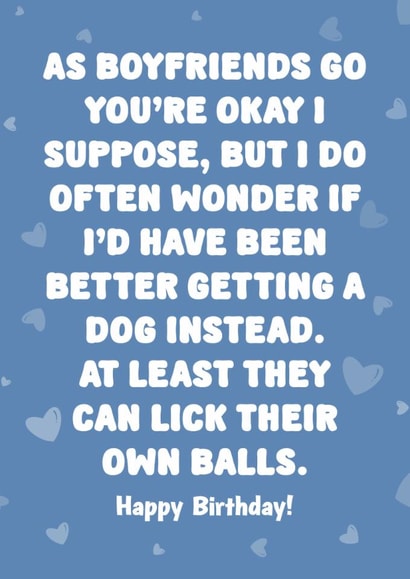 Rude Birthday Card - For Boyfriend - You're Okay created by Choo Choo