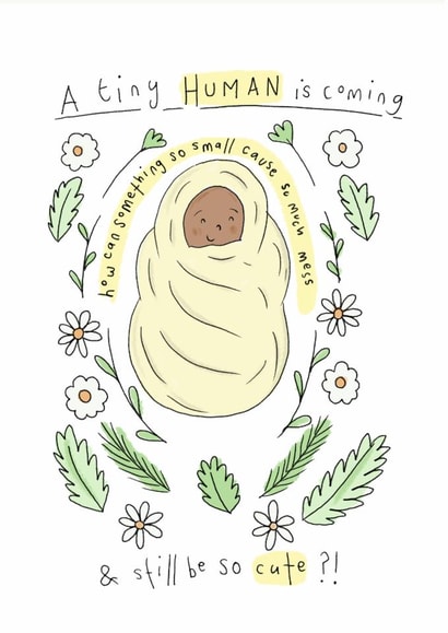 Cute Pregnancy Card - Tiny Human Is Coming - So Cute created by Chloë Breeze Illustration