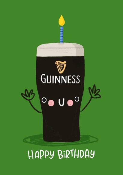 Cute Birthday Card - Pint Of Guinness - Candle In A Pint created by Nicola Watson