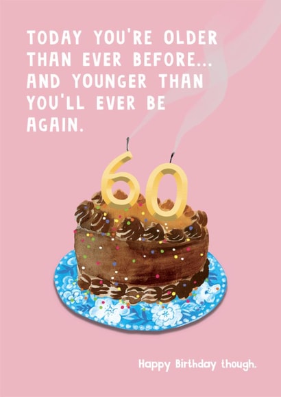 Cheeky 60th Birthday Card - Cake - For Her created by Holly Fox