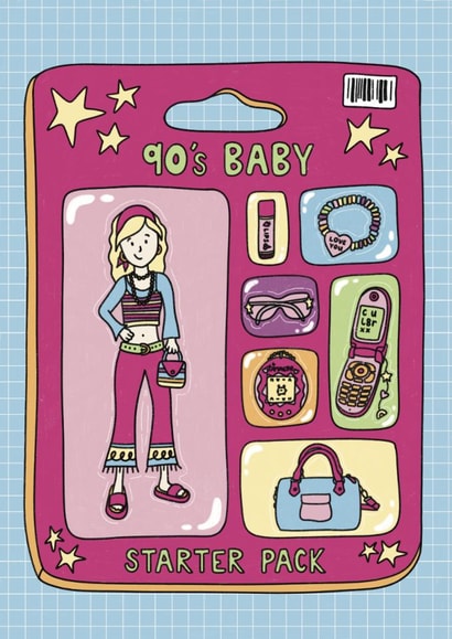 Cute Birthday Card - Nineties Baby Action Figure created by Patricia’s Little Studio