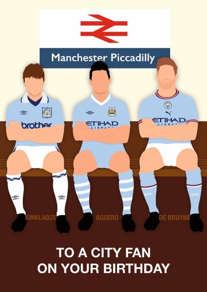 Fun Birthday Card - Manchester City - Legends created by Paul Jones