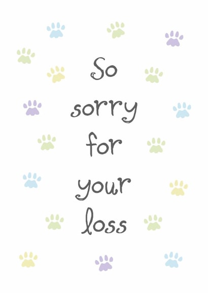 Classic Sympathy Card - So Sorry For Your Loss - Cat Paw Prints created by size3art