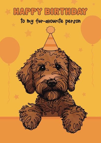 Cute Birthday Card - Labradoodle - Pun created by Choo Choo 