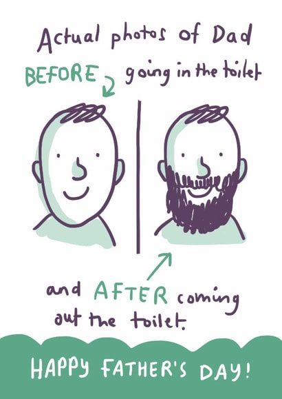 Funny Father's Day Card - Dad in toilet - Dad beard created by Sarah Ray