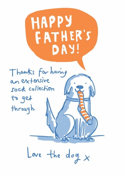 Funny Father's Day Card - From The Dog - Extensive Sock Collection created by Sarah Ray