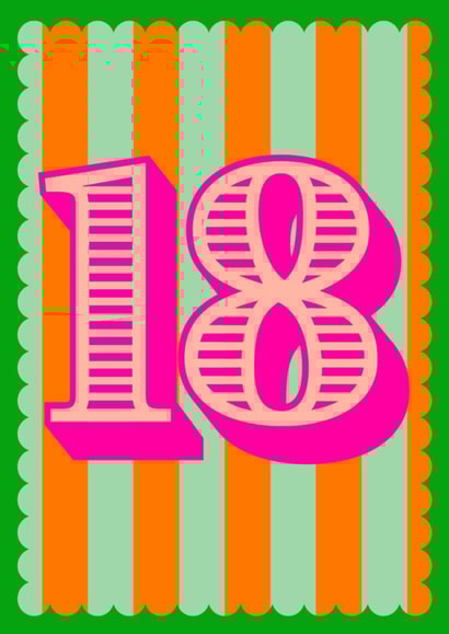 18 birthday card celebration colourful bright stripes created by Nina Bombina