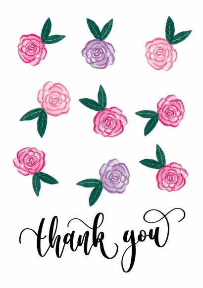 Classic Thank You Card - Roses & Elegant Calligraphy - For Friend or Teacher created by Creative Feel Designs