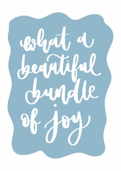 New Baby Card - Beautiful Bundle of Joy - Blue & White Minimalist Design created by Creative Feel Designs