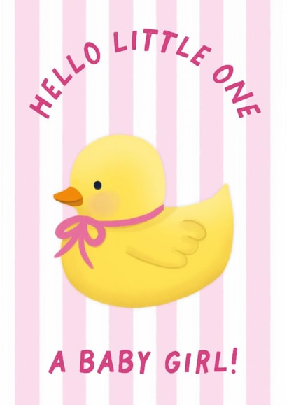 Cute New Baby Card - Baby Girl - Hello Little One created by Painted Parasol Studio