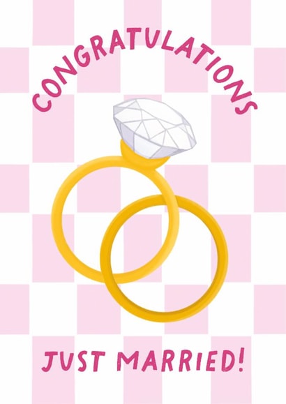 Fun Wedding Card - Just Married! - Rings created by Painted Parasol Studio