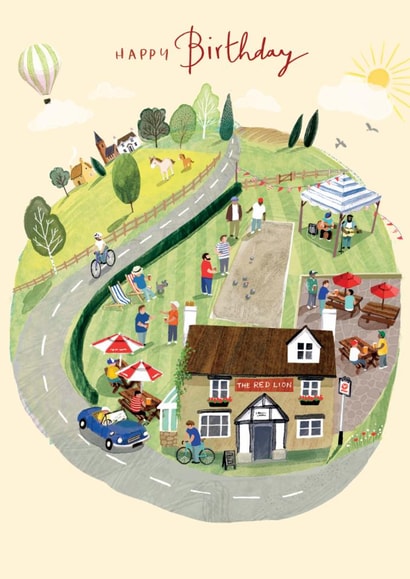 Classic Birthday Card - Pub - Countryside created by Ling Design