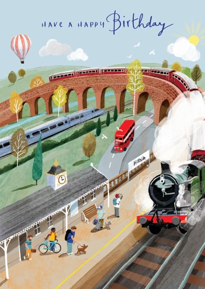Classic Birthday Card - Train Station - For Him created by Ling Design