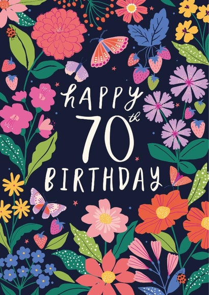 Pretty 70th Birthday Card - For Her - Flowers created by Nina Raby - Jones