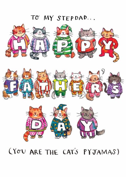 Cute Father's Day Card - Cat's Pyjamas - Stepdad created by Jelly Armchair