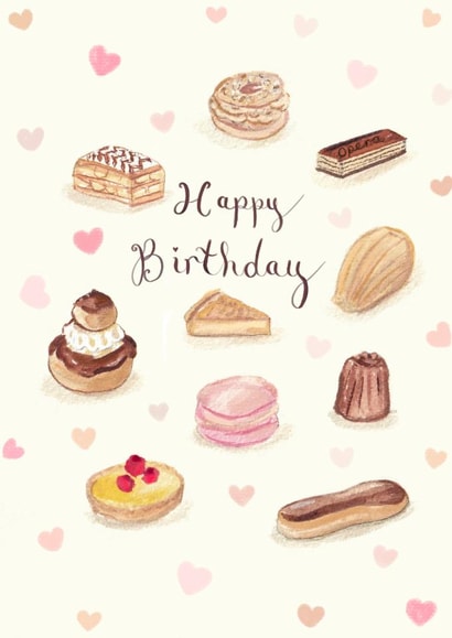 Pretty Birthday Card - Cakes And Pastries created by Love Lucy Illustration