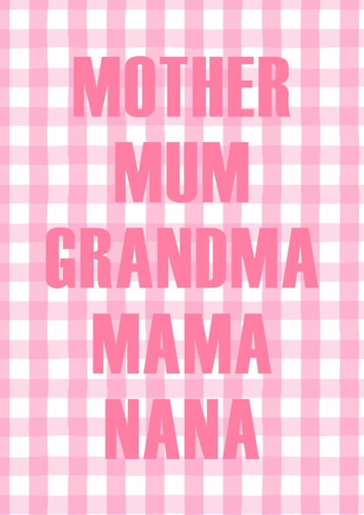 From Us All Pink Gingham Card for Mum and Grandma's Birthday created by Illustratoni