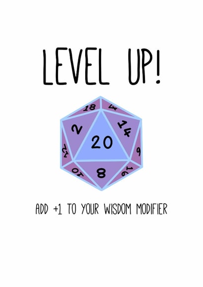 Purple Dungeons And Dragons ‘Level Up’ Birthday Card - Funny D&D Adventure Card created by Olivia 