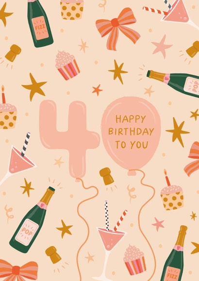 Pretty Birthday Card - 40th - Balloons created by The Pattern Press