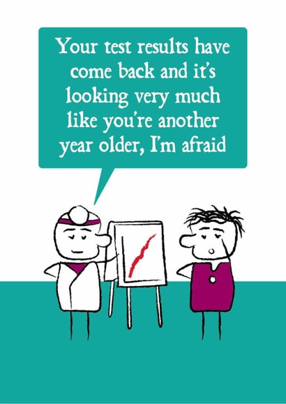 Funny Birthday Card - Test Results - Another Year Older created by Versed Aid