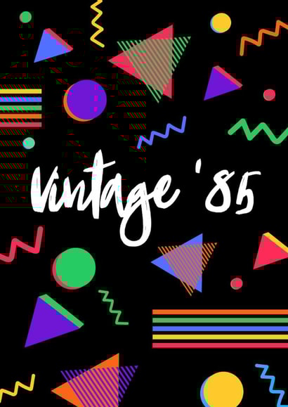 Retro 40th happy birthday card vintage 1985 created by Whaley Nice Designs