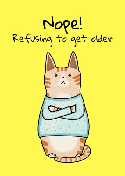 Cute Birthday Card - Nope! - Cat created by suzcreate