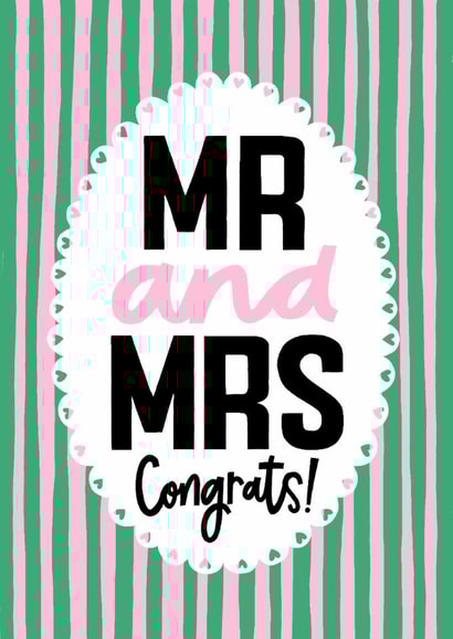 Modern Wedding Card - Mr And Mrs - Striped Design created by Nicola Watson
