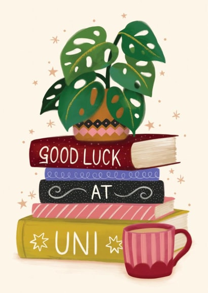 Pretty Good Luck Card - University - Books created by Debbie Daley Illustrations