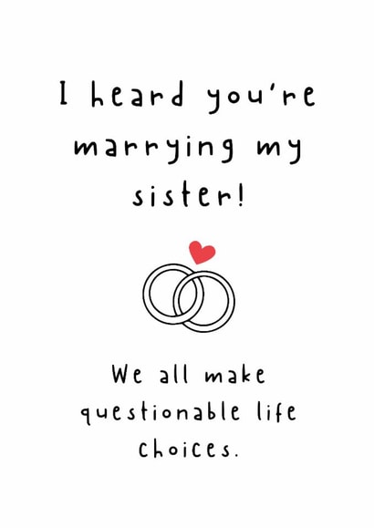 Cheeky Engagement Card - For Brother In Law - Questionable Life Choices created by Spark and Wild