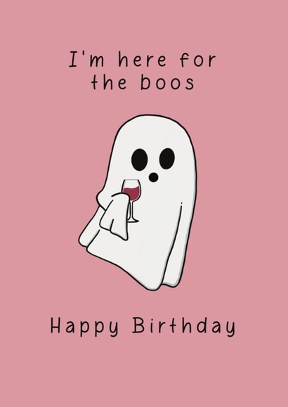 Punny Birthday Card - Ghost - Here For The Boos created by This is Fig