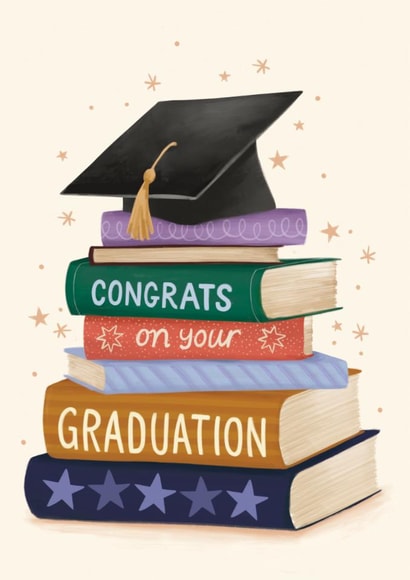 Classic Graduation Card - Book Stack created by Debbie Daley Illustrations