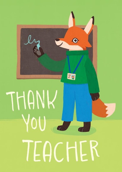 Cute Thank You Card - For Teacher - Fox created by Sarah Deane