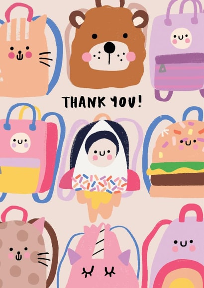 Cute Thank You Card - Backpacks - For Teacher created by by Rosie Banton