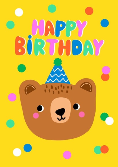 Cute Birthday Card - Party Bear created by little star piggy