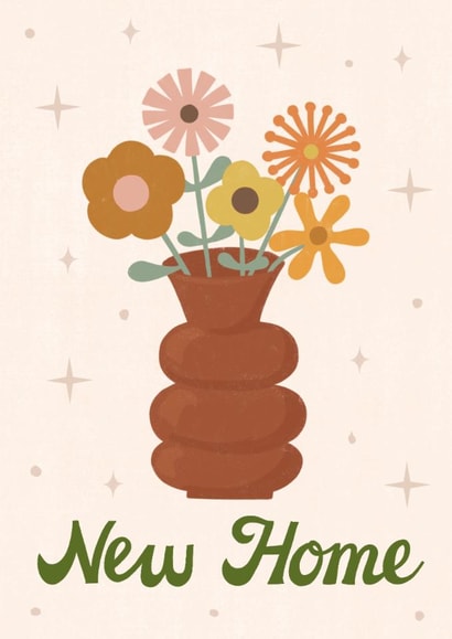 Retro New Home Card - Vase - Flowers created by Silky Rose Design
