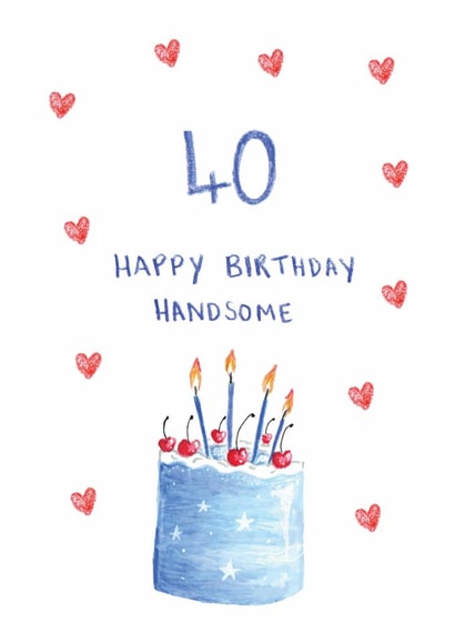 Classic Birthday Card - 40th - Cake - Handsome created by HCD Illustration