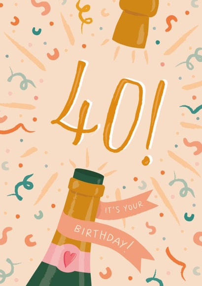 Classic 40th Birthday Card - For Her - Champagne created by The Pattern Press