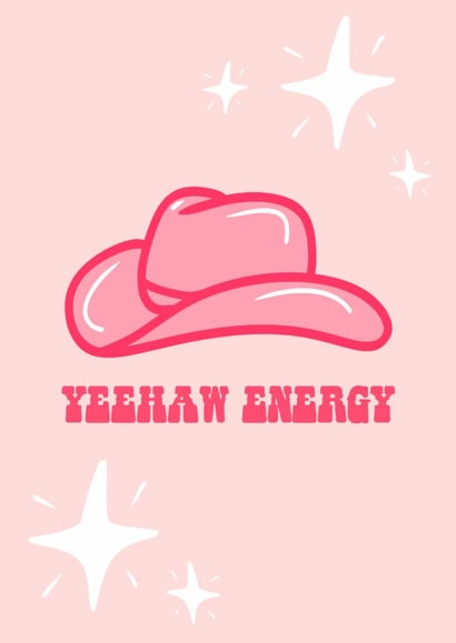 Yeehaw cowgirl hat card with sparkles created by Amber Pigram