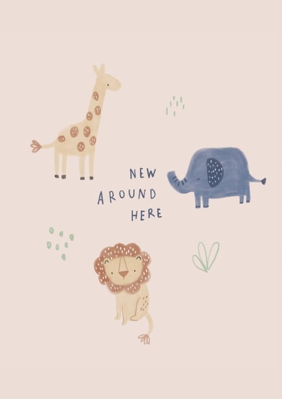 Cute New Baby Card - New Around Here - Animals created by Laura Pantony