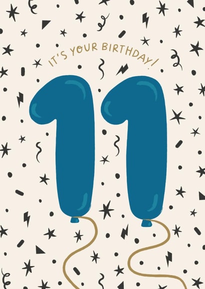 Classic Birthday Card - 11th - For Him - Balloons created by The Pattern Press