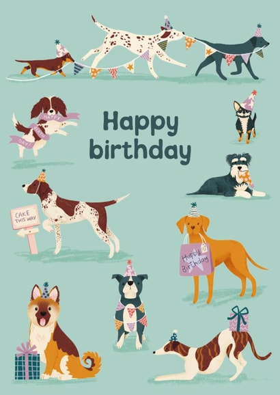 Cute Birthday Card - Dogs - Bunting created by Hollie McManus Illustration