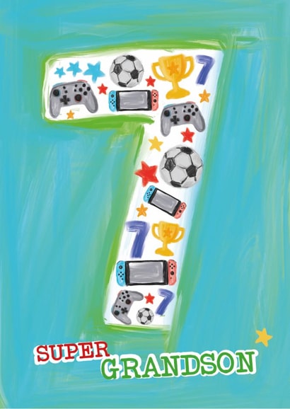Classic Birthday Card - 7th - Super Grandson created by Rulu