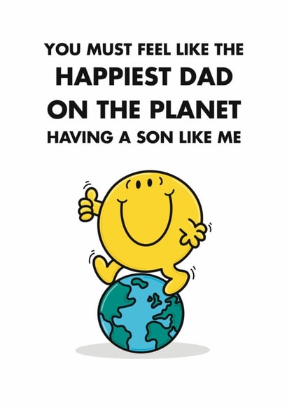 Cute Father's Day Card - Mr. Happy - From Son - Mr. Men created by Mr. Men