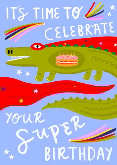 Cute Birthday Card - It's Time To Celebrate - Crocodile created by Lazybonesprint