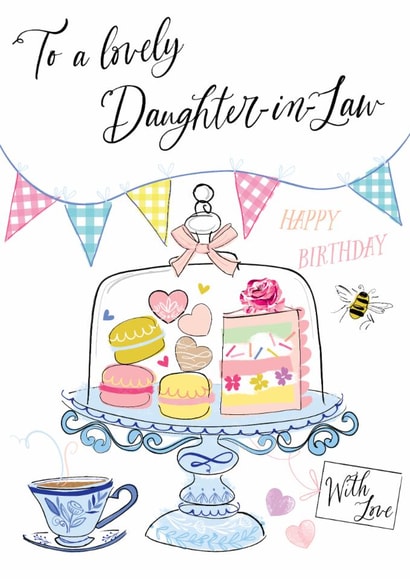 Classic Birthday Card - For Daughter-In-Law - Cakes created by Katie Phythian Design