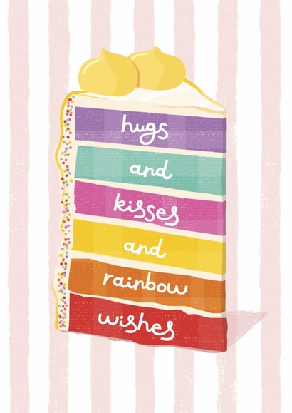 Classic Birthday Card - Hugs And Kisses And Rainbow Wishesb created by Carolyn Rouse