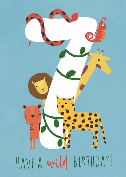 Cute Birthday Card - 7th - Jungle Animals created by Abigail Elodie