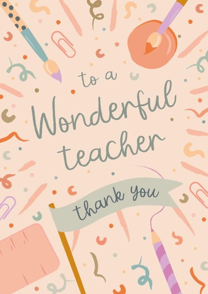 Classic Thank You Card - Wonderful Teacher created by The Pattern Press