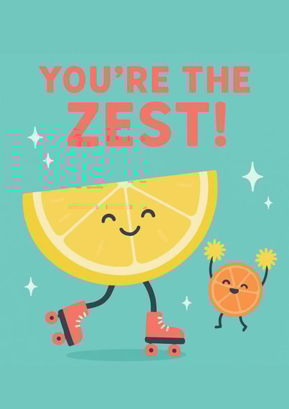 Cute Birthday Card for Friend – Lemon Roller Skating – You’re the Zest! created by Tiffany Halls