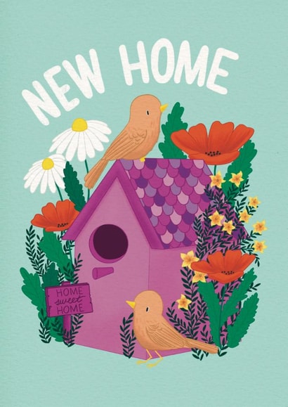 Cute New Home Card - Bird House - Birds created by Pixiecraft